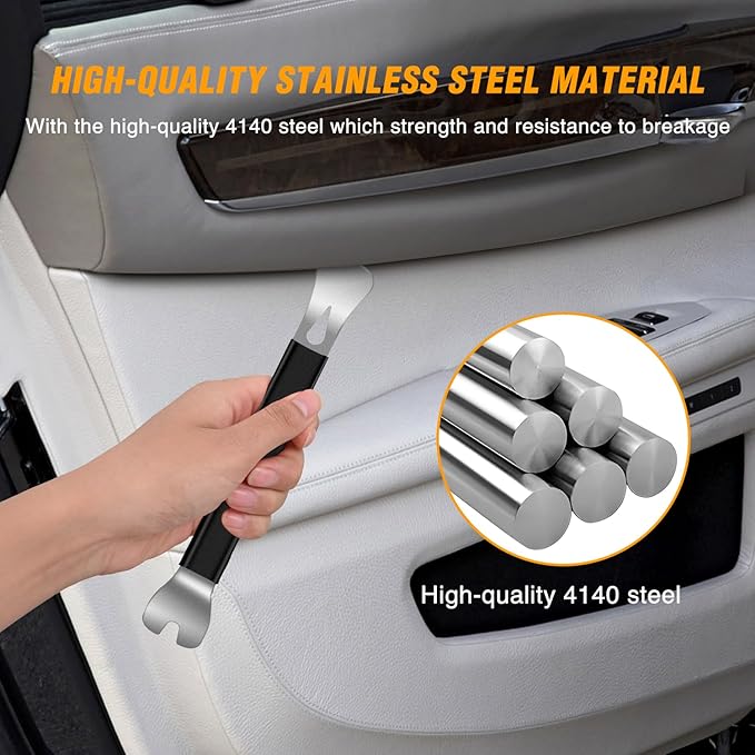 GOOACC 11PCS Trim Removal Tool Kit, Metal & Nylon Pry Tools Set for Car Door Panel, Dashboard, Audio, Clips, Fastener Remover