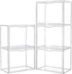 Acrylic Box Display Case, Clear Plastic Stackable Storage Bins with Magnetic Attraction Lid, Showcase for Cosmetic, Large Fig