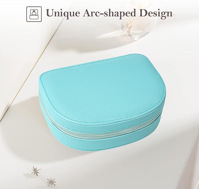 ProCase Travel Size Jewelry Box, Medium Portable Seashell-Shaped Jewelry Case, 2 Layer Jewelry Organizer in PU Leather for Wo