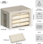 4 Pack Clothes Storage Bins with Metal Frame - 22L Stackable Storage Box with Lid，Foldable Storage Container Organizer for Cl