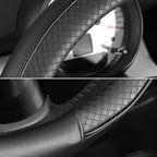 SEG Direct Steering Wheel Cover 14-14.25 inch (35.5-36 cm) Small Size, Microfiber Leather, Non-Slip Comfortable Grip, Fits Ca