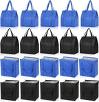 20 Pcs Insulated Shopping Bags for Groceries with Zipper & Handles, Large Foldable Cooler Bags for Hot & Cold Food