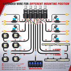 Nilight 16AWG 14AWG 12AWG LED Light Bar Wiring Harness Kit 12V On/Off 5 Gang Rocker Switch Panel Power Relay Blade Fuse 5Pin Toggle Switches for Cars Boat ATV Trucks-10 Leads