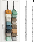 SWTYMIKI Over The Door Purse Organizer - 2 Packs Wall Mounted Purse Rack with 8 Hooks Design, Hanging Handbag Organizer Stora