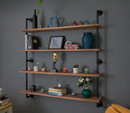 Floating Bookshelf Shelves Industrial Pipe Shelving Floating Pipe Shelf with Wood Planks 48 inch Industrial Wall Shelves Rust