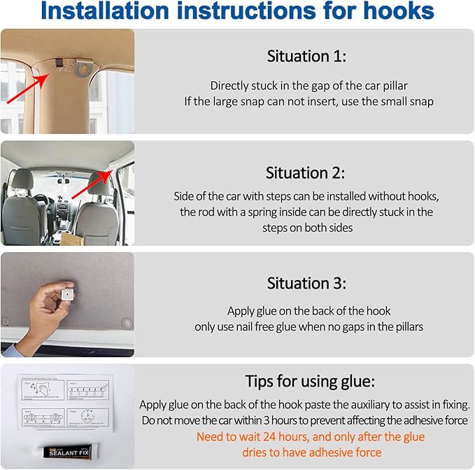 XCBYT Car Privacy Curtains - Van Curtians with Stainless Steel Adjustable Length Crossbar Car Window Shades for Van SUV Truck for Travel Nap Camping