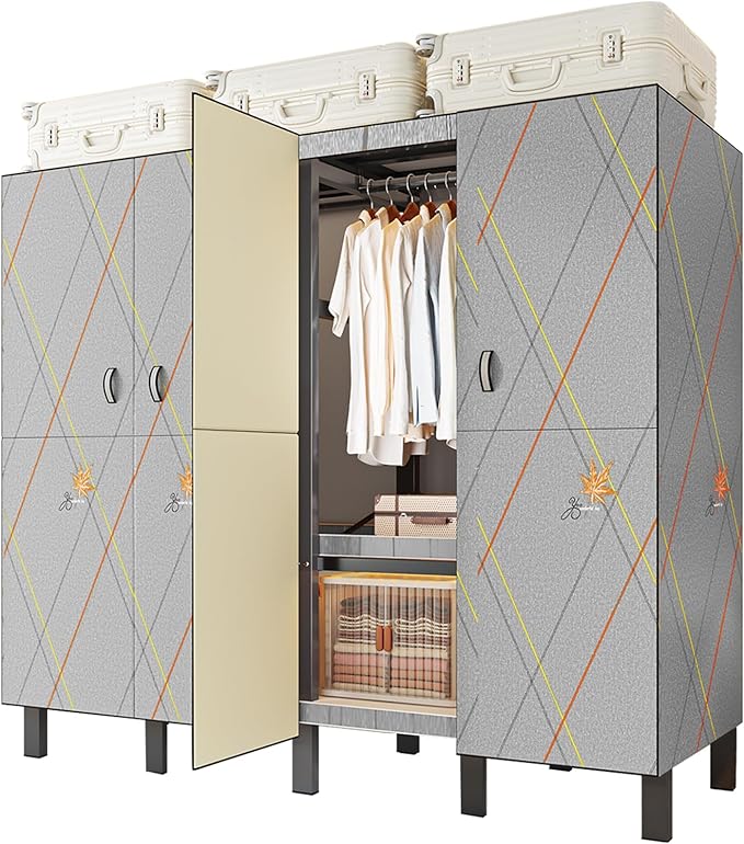 Large Portable Closets for Hanging Clothes | Heavy Duty Clothes Rack with Cover Foldable | Max Load 1000LBS Portable Wardrobe