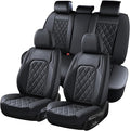 Coverado Car Seat Covers Full Set, Black Seat Covers, Waterproof Faux Leather Car Seat Cover, Luxury Car Seat Cover, Automoti