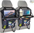 Tsumbay Backseat Car Organizer with Foldable Tray, 9 Pockets, Kick Mat Seat Protector, 18KG Capacity, Waterproof Oxford Fabric for Kids, Family Travel - for Car, SUV, Van (Oxford-2Pck)