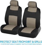 BDK PolyPro Car Seat Covers Full Set in Light Beige on Black, Front and Rear Split Bench Seat Covers for Cars, Easy to Instal