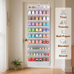 UVIAHOMI 20-30 Pairs Over the Door Shoe Organizer, Clear Pockets Hanging Shoe Storage for Closet, 10-Tier Door Shoes Rack, Ha