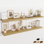 Fun Memories 12 Inch Deep Floating Shelves, 67 Inch Long Extra Large Floating Shelves Set of 2, Rustic Wood Wall Shelves for 