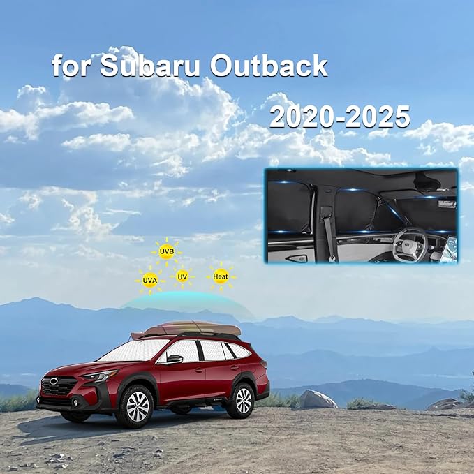 KMF Thicken Sun Shades for Subaru Outback 2020-2025 Accessories,Full Car Window Covers Sunshade for Windshield Side Rear, UV Block and Blackout Privacy for Camping Outdoor