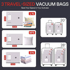 VMstr 18-Pack Vacuum Bags for Travel, Vacuum Seal Compression Bags for Clothing, Carry-On Luggage Space Saver Bags with Plug-