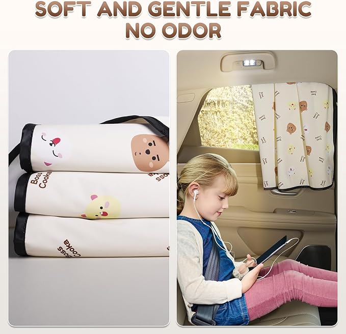 Aokway Car Window Shade (2Pack)-UV-Blocker magnetic Car Window Sun Shade for Baby 99% UV Protection Fit SUV/Sedan/Minivan | Roll Windows Down, Privacy car covers Safe for baby- Car Seat Sun Protection