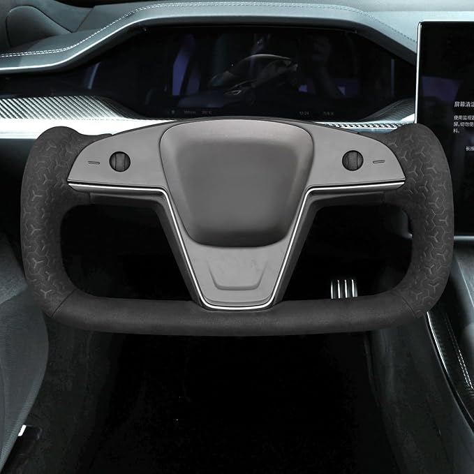 MEWANT Hand Stitched Tesla Model S Yoke Steering Wheel Cover Wrap for Tesla Model S 2021-2023 / Model X 2021-2023 Tesla Yoke Steering Wheel Accessories