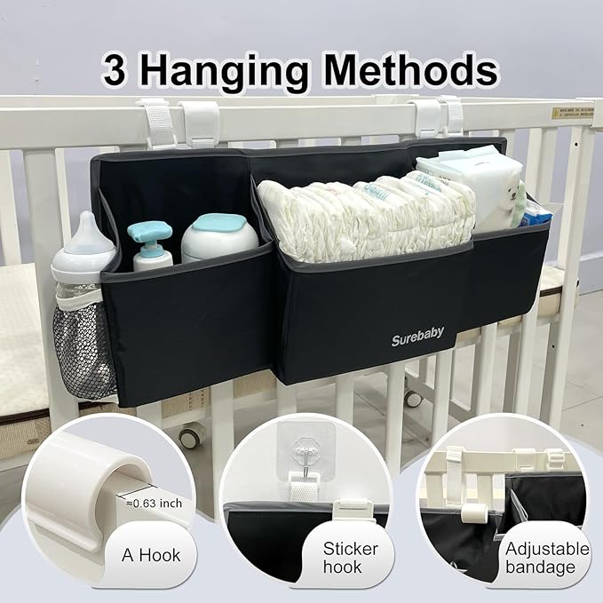 Hanging Baby Diaper Caddy, Single Sheet Dispensing Caddy Organizer Holder For Baby Crib, Nursery Organization Diaper Stacker 