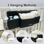 Hanging Baby Diaper Caddy, Single Sheet Dispensing Caddy Organizer Holder For Baby Crib, Nursery Organization Diaper Stacker 