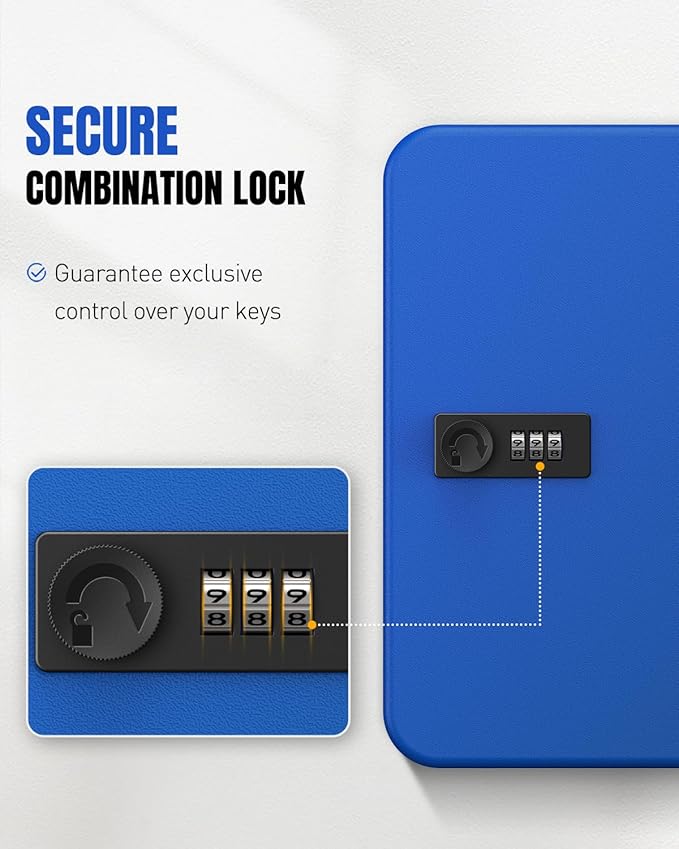 Uniclife 48 Keys Lock Box for Keys with Code, Wall Mount Key Lock Box with Code, Lockbox for Keys, Key Lockbox with Tags, Key