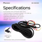 Pioneer RD-HWK300 USB-C Hardwire Kit for Compatible Dash Cams – 12-24V to 5V with Low Voltage Protection, Fuse Safety, Parkin