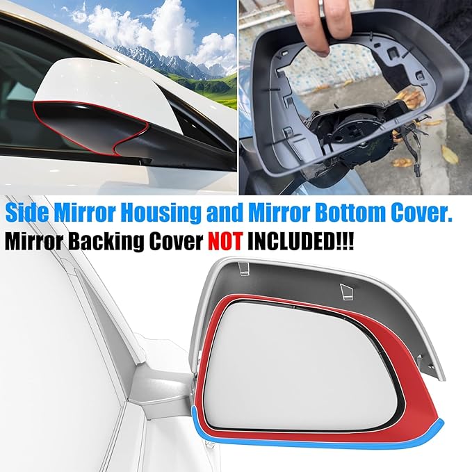Jaronx Compatible with Tesla Model Y Mirror Bottom Cover & Housing Frame 2020-2025, Right Passenger Side Rearview Mirror Cover Bracket Lower Base & Frame Housing Replacement for Tesla Model Y