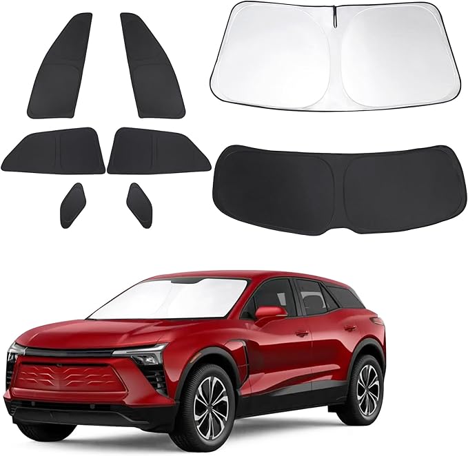 Windshield Sun Shade Car Windshield Foldable Full Windows Coverage Custom Fit for Che-vrolet Blazer EV 2024-2026 Accessories Car Window Shades Block Sun UV Rays 8PCS