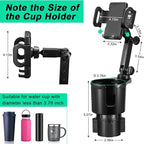 This Hill Car Cup Holder Expander Adjustable Base with Phone Mount 360° Rotation Cup Holder Cell Phone Holder for Car Compati