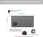 RV Awning Shade Screen Without Zipper 8'x19'3'',Black Mesh RV Awning Sun Shade Screen,Universal Trailer Camper RV Awning Screen with Complete Kit,Significantly Improves Shadow and Privacy