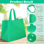 Boao 48 Pack Reusable Grocery Bags 13''L x 9.4''W x 15''H Large Foldable Shopping Tote Bag Non Woven with Handle and Button