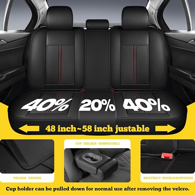 LINGVIDO Car Seat Covers Full Set (5 Seats) - Premium Perforated Nappa Leather, Waterproof Shield, Omni-Adapt Fit SUVs Sedans