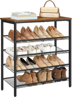 HOOBRO Shoe Rack for Entryway, 5-Tier Shoe Organizer with Adjustable Mesh Shelves, 16-20 Pairs of Shoes, Spacious Floor Mount