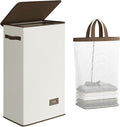 SOLEDI Slim Laundry Hamper with Lid, Narrow Laundry Basket with Removable Bags, Dirty Clothes Hamper with handle, Small Hampe
