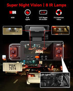 IIWEY N6 360° Dash Cam 4 Channel, 5.8G WiFi-6 (up to 20MB/s) with App, Free 128GB Card, FHD Front & Rear Inside Dash Cam for 