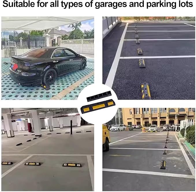 Parking Stopper for Garage, Heavy Duty Rubber Parking Lot Driveway Stopper, Garage Parking Aid for Garage and Parking Lots