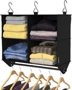 ClosetMaid 4-Shelf Fabric Hanging Closet Organizer with Garment Rod for Shirts, Sweaters, Pants, Hats, Shoes, Purses with Cha