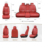 Coverado Car Seat Covers Front Set, Luxury Nappa Leather Seat Covers Universal Fit Waterproof Non-Slip Breathable Automotive 