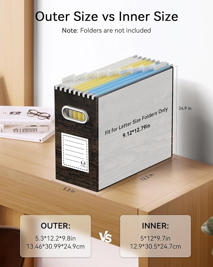 Oterri Cardboard File Organizer Box for Hanging File Folders Letter Size,File Box for Computer Desk,File Cabinet,Working Home
