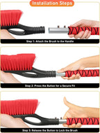 EcoNour 27" Aluminum Snow Brush with Ice Scrapers for Car Windshield and Window | Car Snow Scraper and Brush with Ergonomic Foam Grip Winter Accessories (Orange, Red, Green) (3 Pack)