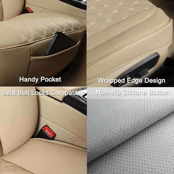 Black Panther PU Car Seat Cover, Front Bottom Seat Protector Compatible with 95% Vehicles,Anti-Slip & Full Wrapping Bottom (W