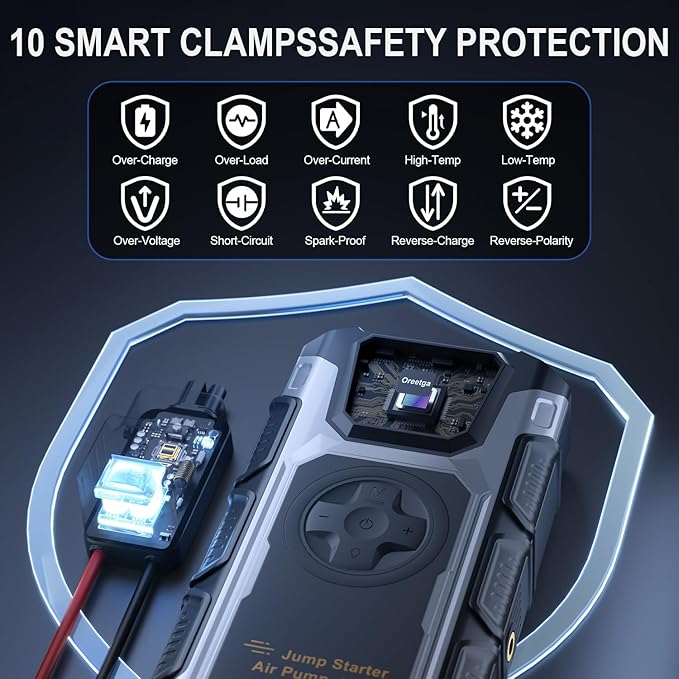 5500A Jump Starter with Air Compressor 150PSI Portable Car Battery Charger Combo Tire Inflator for up to 9.5L Gas/8.0L