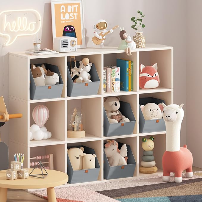 Homsorout Fabric Closet Storage Cubes - 4 Pack Square Storage Bins with Dual Handles for Clothes, Towels, Toys, Cube Storage 
