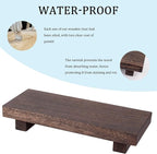 zoocatia Small Wood Tray Pedestal Stand Farmhouse Bathroom Decor Decorative Wooden Riser Kitchen Soap Dish Holder for Vanity,