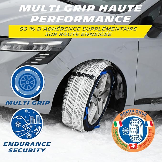 MICHELIN SOS Grip Evolution 4 Textile Snow Socks, Emergency Snow Chains for Cars, Quick and Easy Assembly, Perfect Hold on Sn