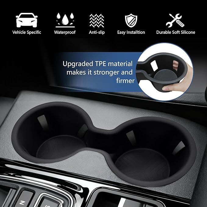 Cup Holder Inserts Compatible with Honda Pilot 2023 2024 2025 Accessories, Non-Slip TPE Center Console Cup Holder Protector Organizer for Honda Ridgeline&Passport 2024 2025 Accessories