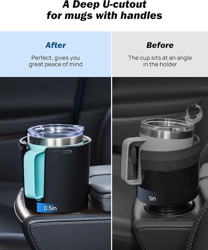 JOYTUTUS 2 Pack Car Cup Holder Expander with Offset Base, Fit for YETI, Hydro Flask, Cup Holder Expander for Car Hold 18-40 o
