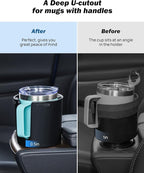 JOYTUTUS 2 Pack Car Cup Holder Expander with Offset Base, Fit for YETI, Hydro Flask, Cup Holder Expander for Car Hold 18-40 o