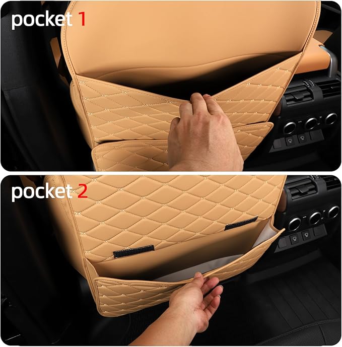 Seat Back Protector + Large Capacity Pocket Storage Organizer,Preventing the Impact of Children Stepping on the Seat Backrest (Orange)