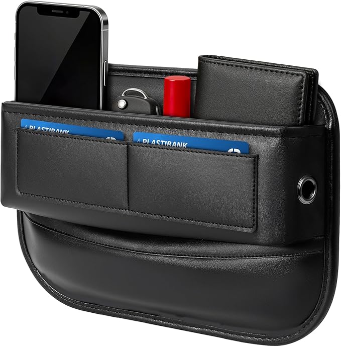 Universal Fit Car Gap Filler, Premium Leather Front Seat Gap Filler Organizer Center Console Seat Side Essentials Organizer with Card Slots, Easy Access to Phone, Sunglasses, Key for Car, SUV Truck