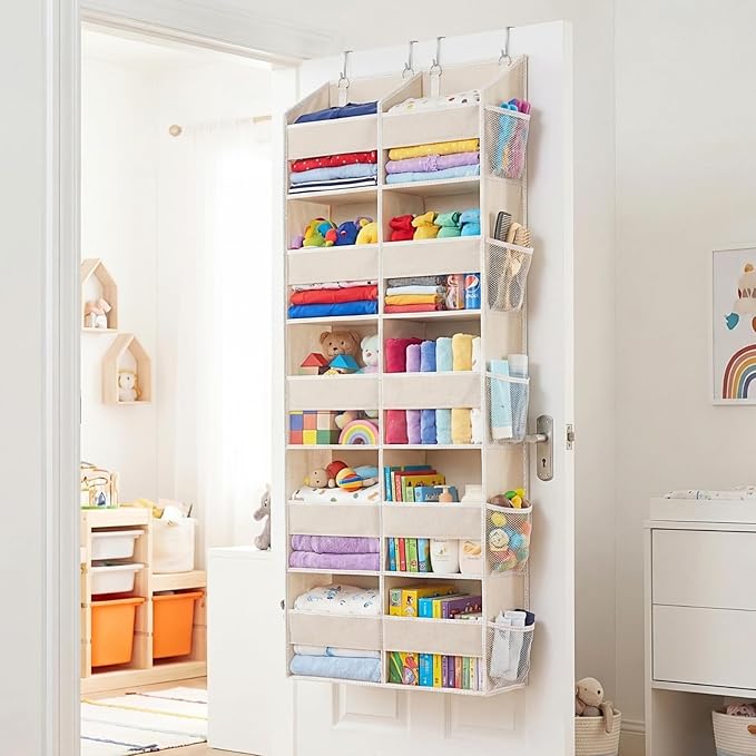 2 Pack Over the Door Organizer 5 Tiers, Extra Large Behind Door Storage of 10 Compartments, 80 lbs Weight Capacity Over Door 