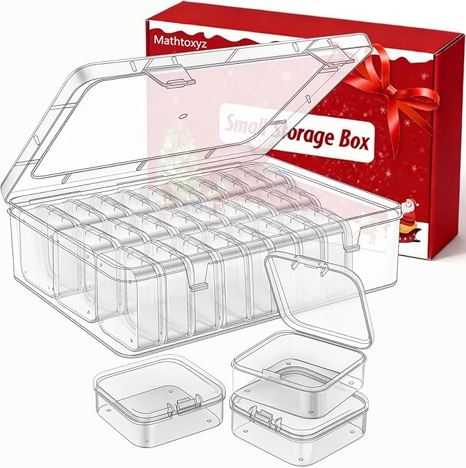 Mathtoxyz Bead Organizer Box, 31Pcs Small Beads Organizers and Storage Plastic Cases Mini Clear Dimond Storage Containers Box